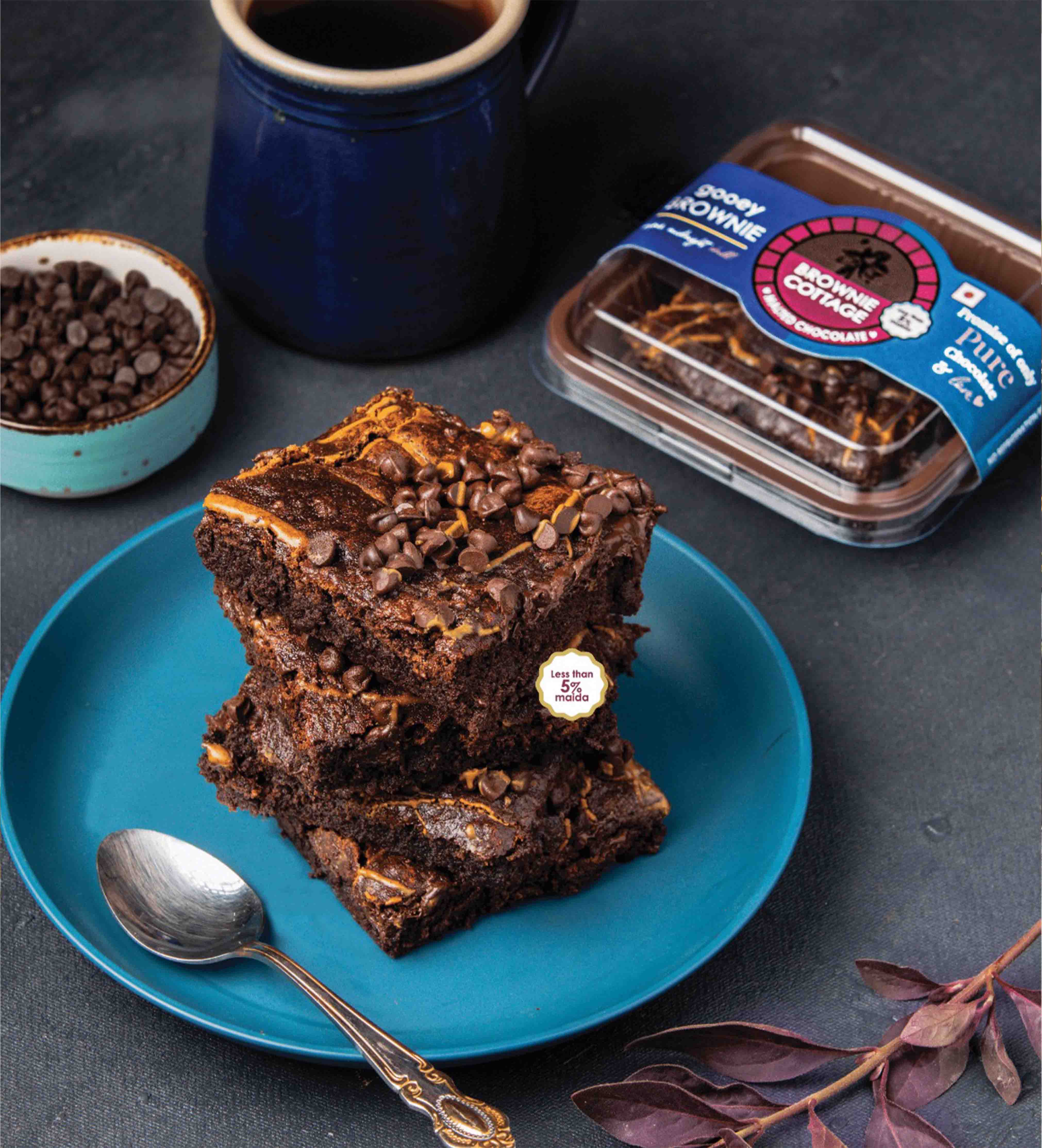 Large Square Gooey Brownie|'Malted Chocolate Chunks| Heartily Treats 1